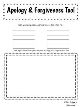 Toolbox Tool - Apology & Forgiveness - Writing by Miss Vega's Classroom