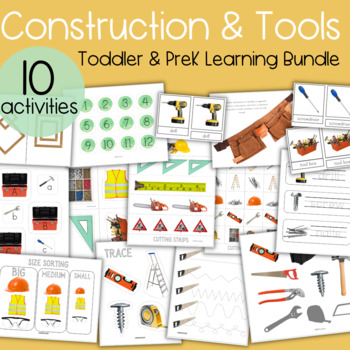 Preview of Tools & Construction Bundle - PreK Toddler Counting, Tracing, Games, Busy Bag