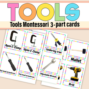 Preview of Tools Montessori 3-part cards | Tools Vocabulary, ESL