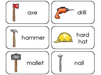 Preview of Preschool Tools and Equipment Themed Printable Flashcards.