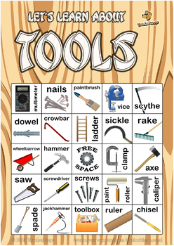 Tools/Shed/Workshop Bingo 5x5 (100 pages + call sheet) by Teacherbingo