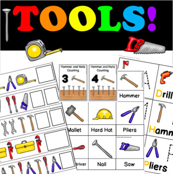 Preview of Tools and Construction ELA and Math Centers for 3K, Pre-K, Preschool, & Kinder