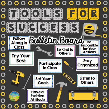 Preview of Tools for Success Bulletin Board - Editable Classroom Decor for Back to School
