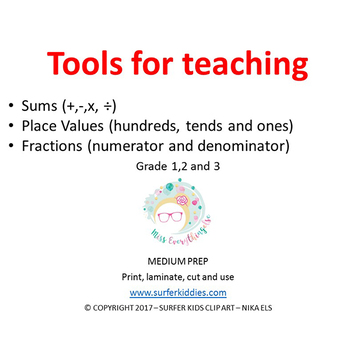 Preview of Tools for teaching Sums, Place Values and Fractions