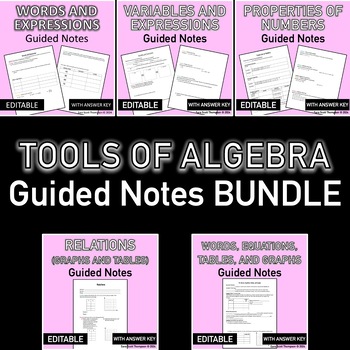 Preview of Tools of Algebra Guided Notes EDITABLE BUNDLE