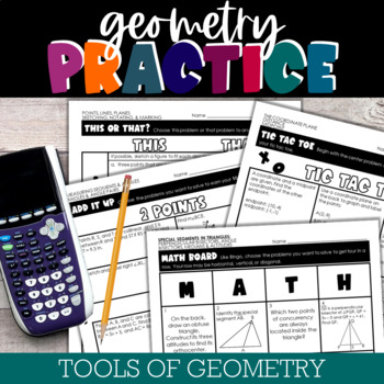 Preview of Tools of Geometry Practice Choice Board Worksheets / Homework