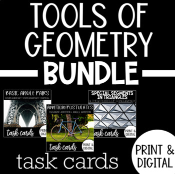 Preview of Tools of Geometry Task Cards Bundle PRINT & DIGITAL