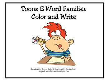 Preview of Toons E Word Families Color and Write