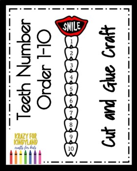 Preview of Tooth Craft, Number Order & Counting: Dental Health Activity for Kindergarten