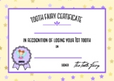 Tooth Fairy Certificate (1st-6th teeth)