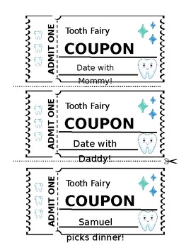 Tooth Fairy Coupons - EDITABLE by Longtins Learners | TPT