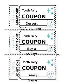 Tooth Fairy Coupons - EDITABLE by Longtins Learners | TPT