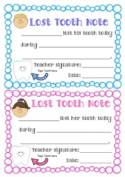 Preview of Tooth Fairy Note