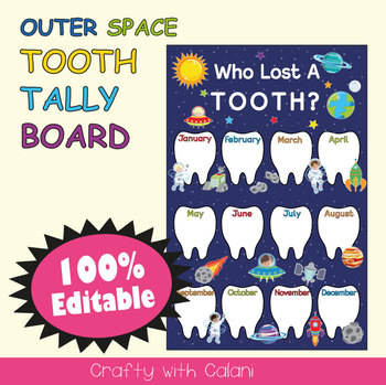 Preview of Tooth Tally Board in Outer Space Theme - 100% Editable