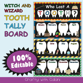 Preview of Tooth Tally Board in Witch & Wizard Theme - 100% Editable