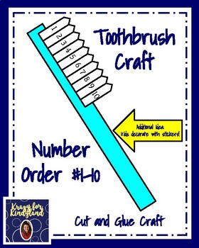 Preview of Toothbrush Craft, Number Order, Counting: Kindergarten Dental Health Activity