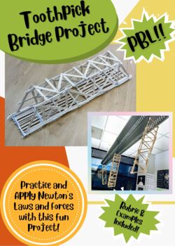 Preview of Toothpick Bridge UNIT BUNDLE - STEM, Physics, and Engineering Project!