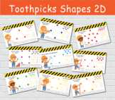 Toothpicks and Play Dough 2D Shapes. Construction Theme Pr