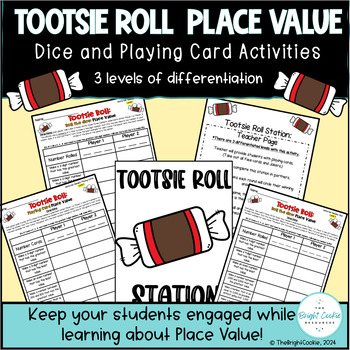 Preview of Tootsie Roll: Playing Card and Roll-the-Dice Place Value Station!~Differentiated