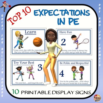 Preview of The Top 10 Expectations in PE - Printable Display Signs
