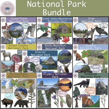 Preview of Top 10 Most Visited National Parks Clipart Bundle