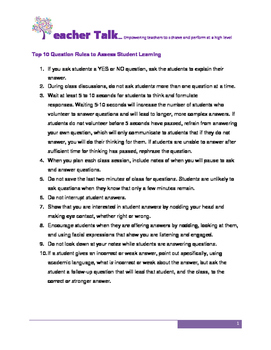 Preview of Top 10 Rules for  Assessing Student Learning