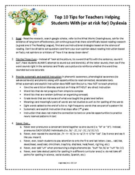 Preview of Dyslexia: Top 10 Tips for Teachers Helping Students