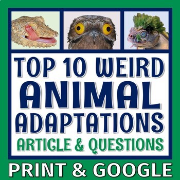 Top 10 Weirdest Animals Adaptations Reading and Questions | TPT