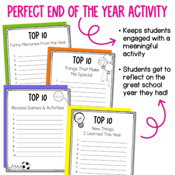 cement Empirisk Landbrugs End of the Year Activities | Last Week of School Student Reflection Top 10  Lists