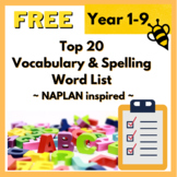 FREE Top 20 Vocabulary & Spelling Word List  – NAPLAN insp