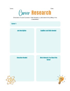 Preview of Top 3 Career Research