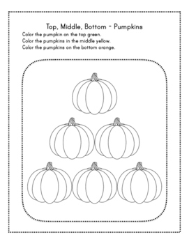 Top Middle Bottom - Pumpkins by Growing up in Kindergarten | TpT