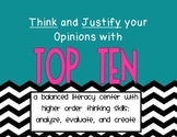 Top Ten Balanced Literacy Center Higher Order Thinking Fir