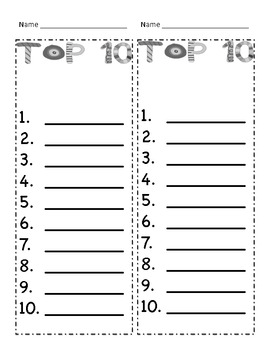 Top Ten Lists by Emily Buckler | Teachers Pay Teachers