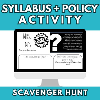Preview of Back to School: Syllabus + Policy Activity