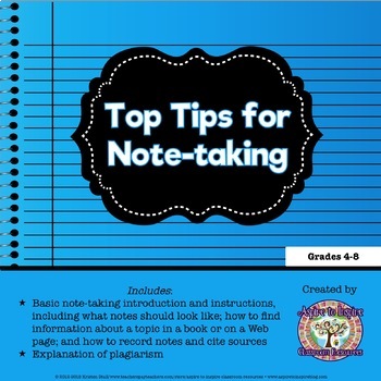 Preview of FREEBIE Top Tips for Note-taking