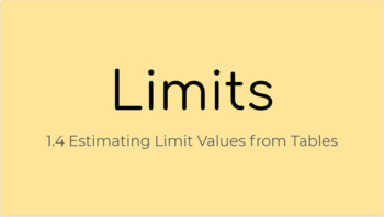 Preview of Topic 1.4 Estimating Limit Values from Tables (For Nearpod in Google Slides)