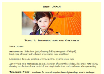 Preview of Topic 1, Introduction to Japanese Culture