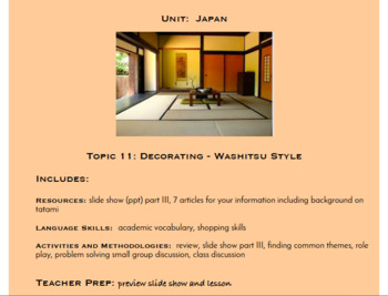 Preview of Topic 11, Washitsu Room Decorating (Japanese Culture Unit)