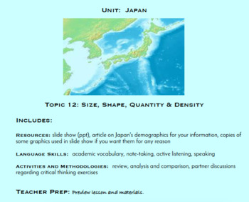 Preview of Topic 12, Size, Shape, Quantity, & Density (Japanese Culture Unit)