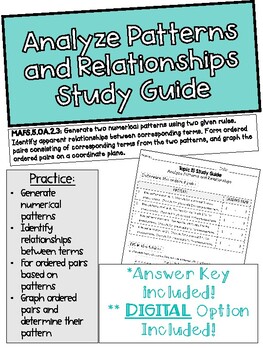 Preview of Topic 15: Analyze Patterns and Relationships Study Guide