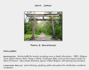 Preview of Topic 2, Shintoism (Japanese Culture Unit)