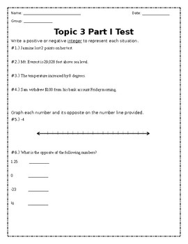 Preview of Topic 3 Part I Test