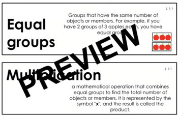 Preview of Topic 8 enVision Mathematics 2024 Grade 3 Vocabulary (My Word) Cards