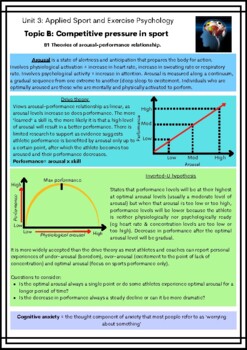 Preview of Topic B Competitive Pressure -Unit 3: Applied Sport and Exercise Psychology BTEC