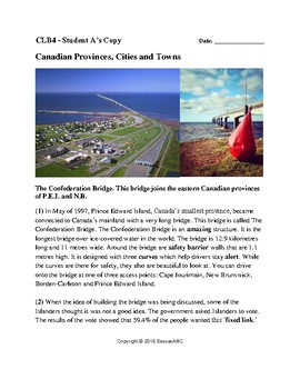 Preview of Topic: Canadian Provinces, Cities and Towns - Speaking, Reading, Writing : CLB 4