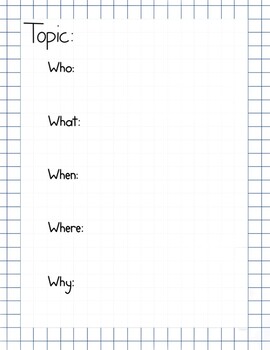 Preview of Who, What, Where, When, Why Outline