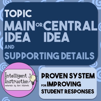 Preview of Topic, Main Idea / Central Idea, Supporting Details: Improve Student Responses!