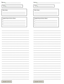 Topic, Main Idea and Supporting Sentences Graphic Organizer | TpT