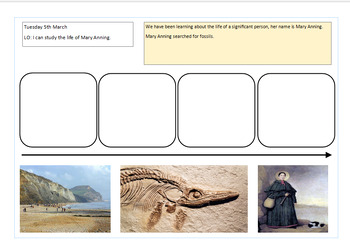 Preview of Mary Anning worksheet template.
